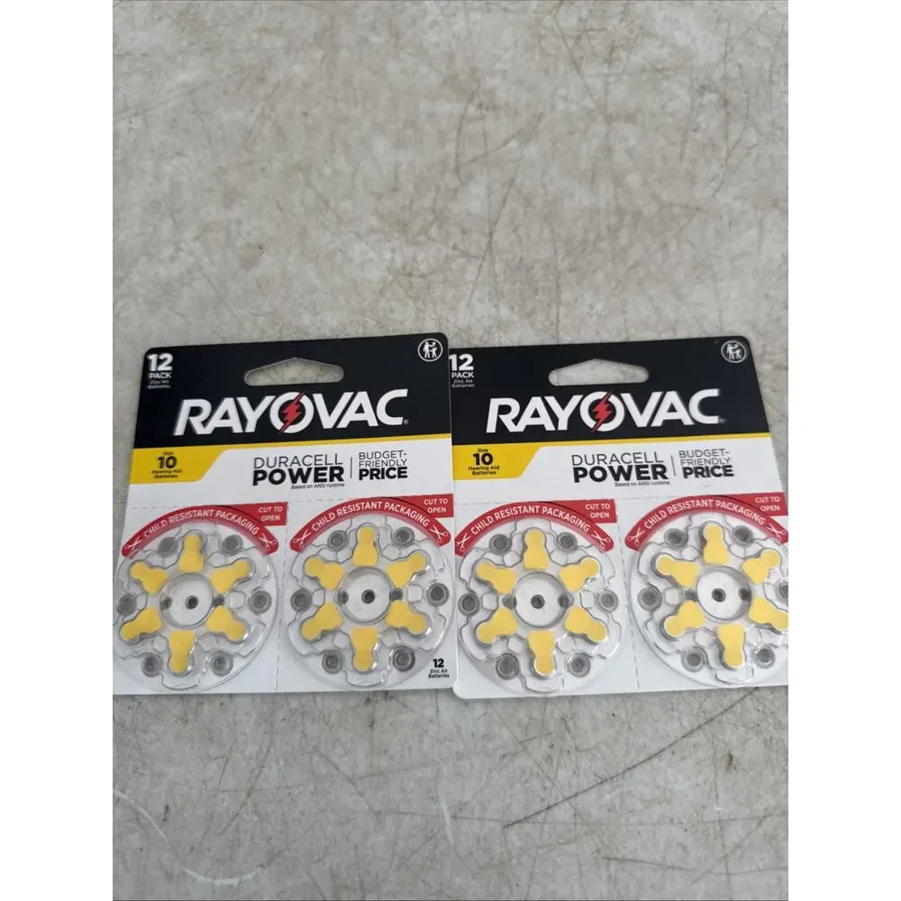 Rayovac Zinc Air Hearing Aid Batteries 12 Pack Size 10 Lot Of Two